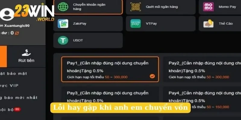 Lỗi hay gặp khi anh em chuyển vốn