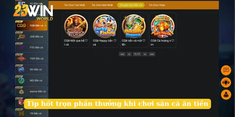 Tip hốt trọn phần thưởng khi chơi săn cá ăn tiền